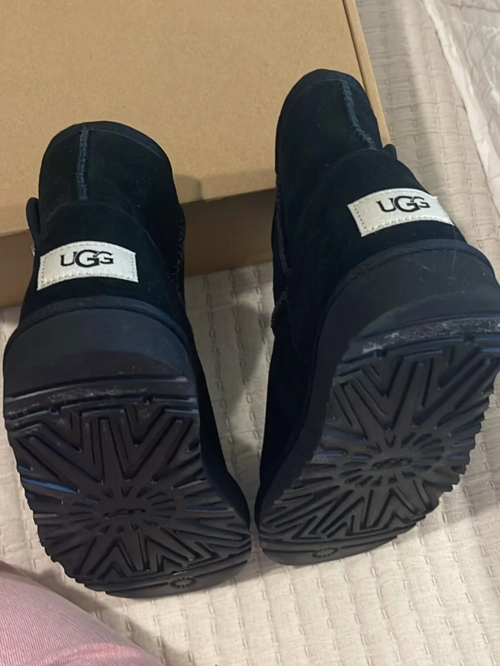 UGG Kids Black Mini Suede Boots